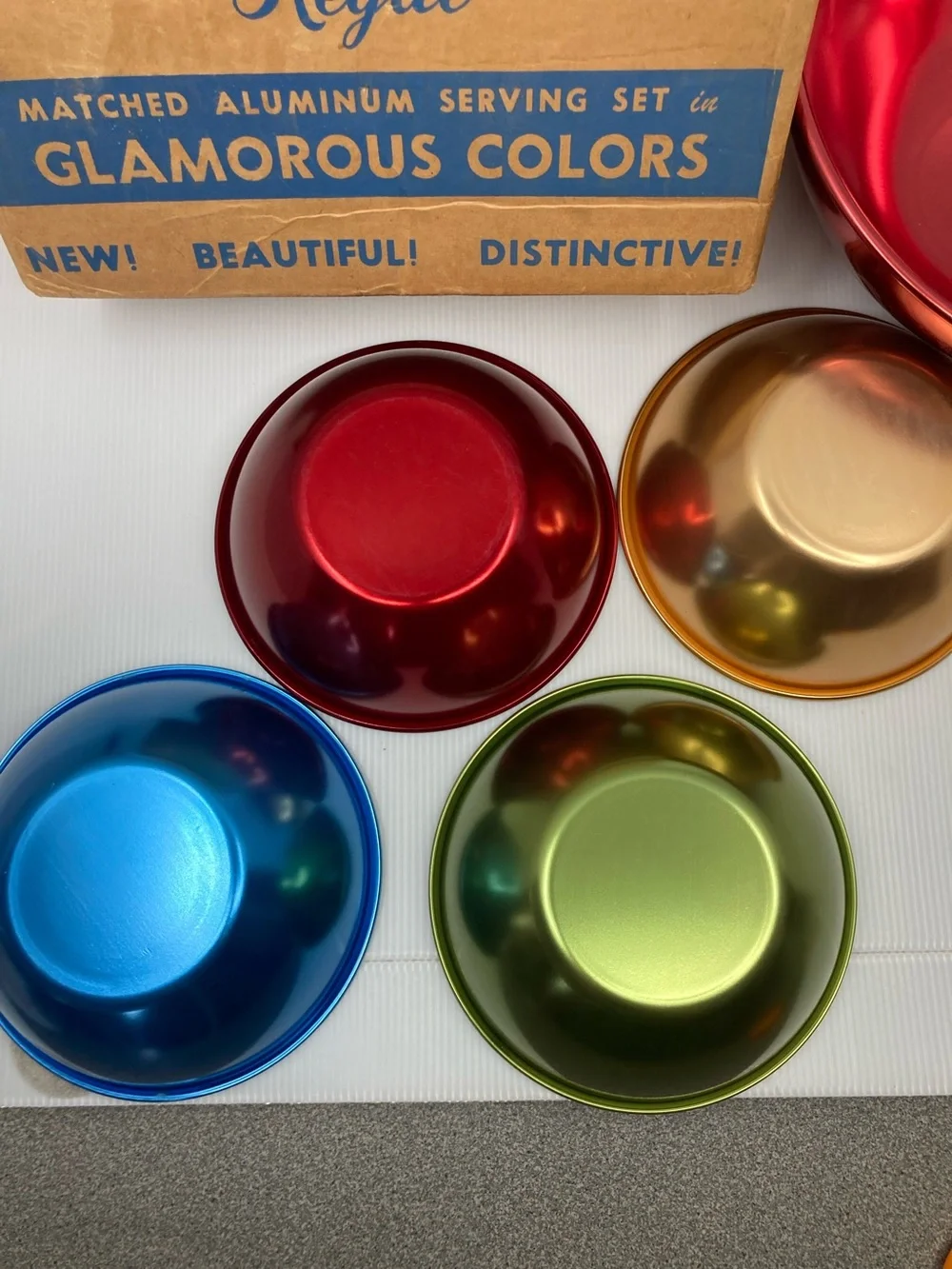 Vintage MCM Rainbow Snack Set by Regal Anodized Aluminum Bowls Set of 5